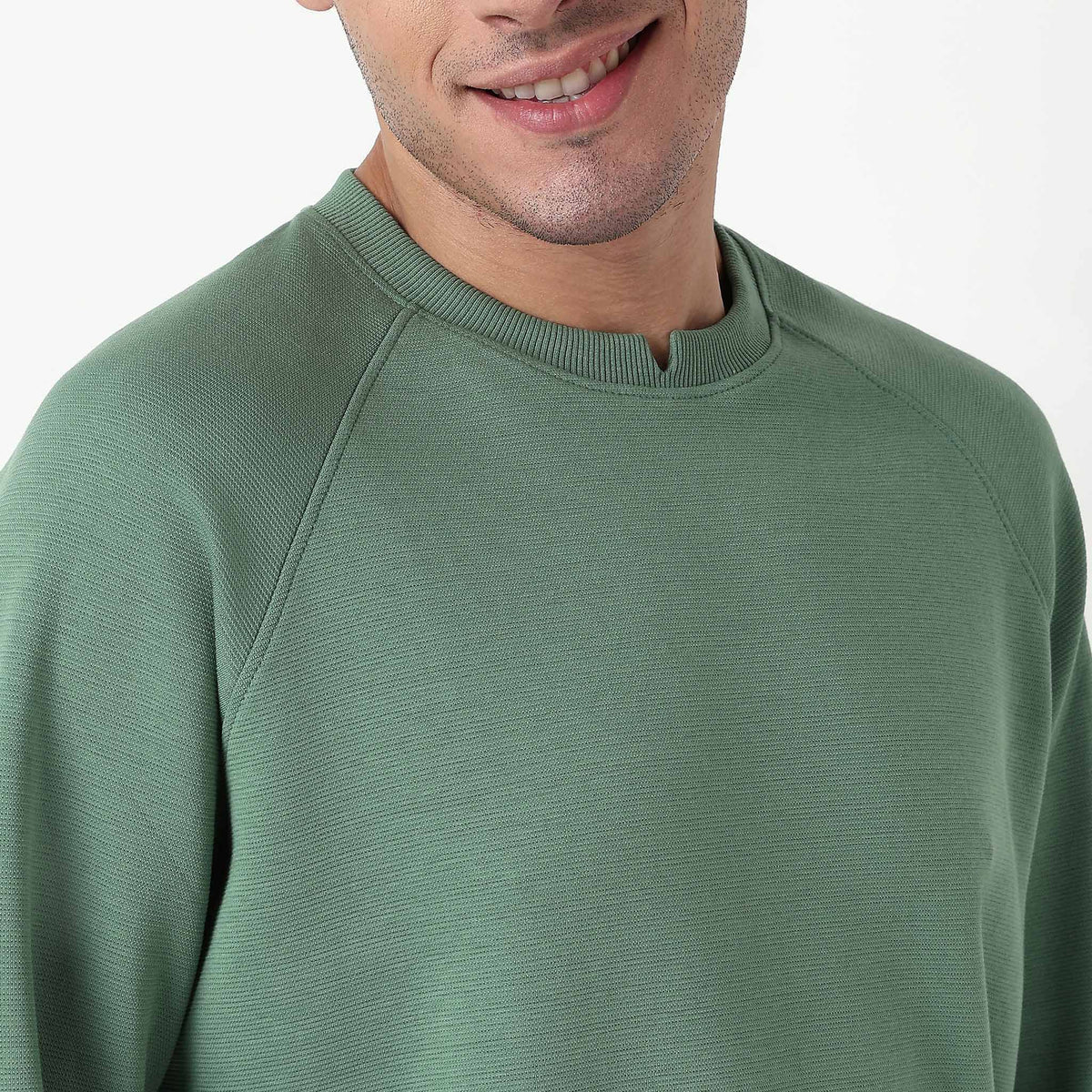 Knitted Structured Crew Neck Sweatshirt