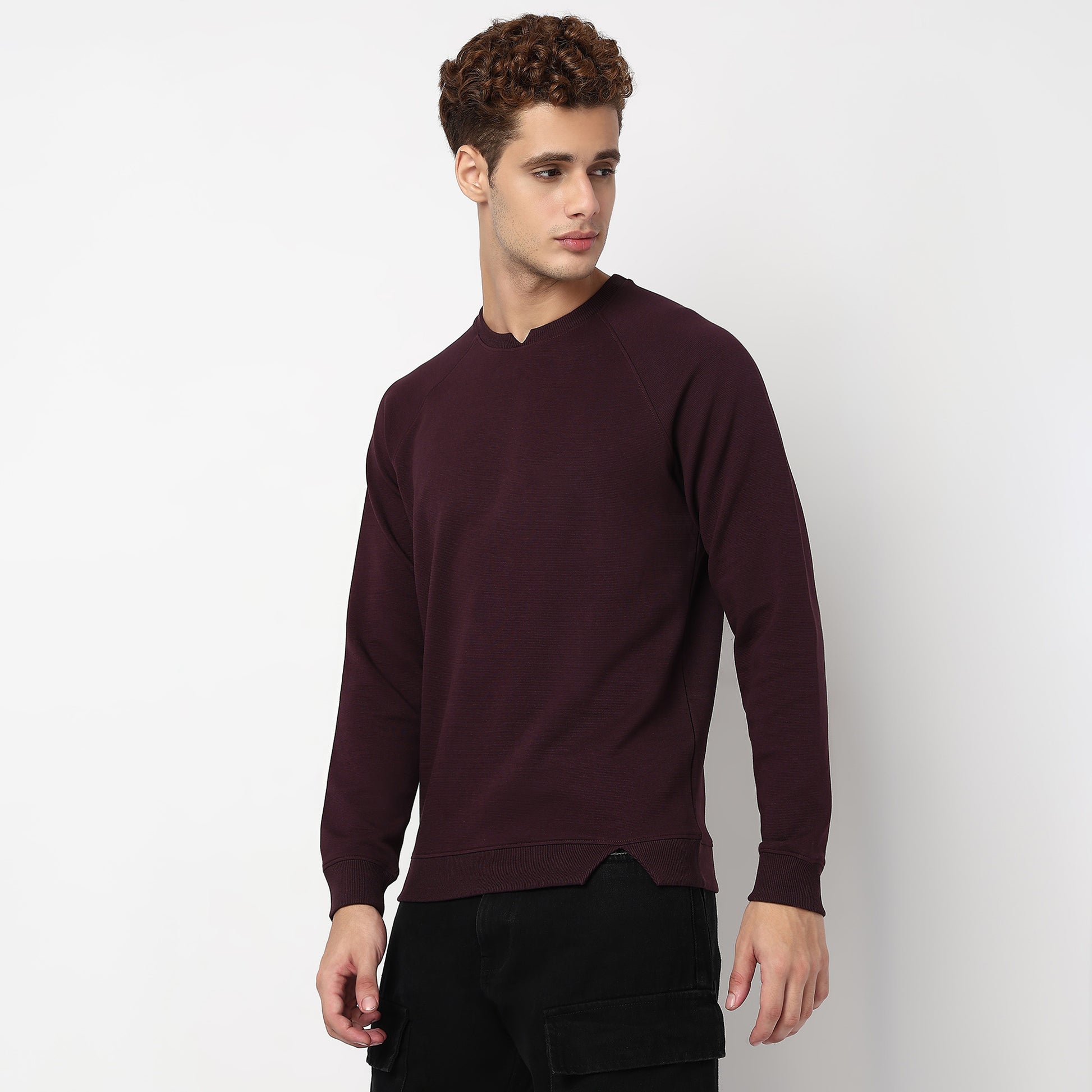 Knitted Structured Crew Neck Sweatshirt