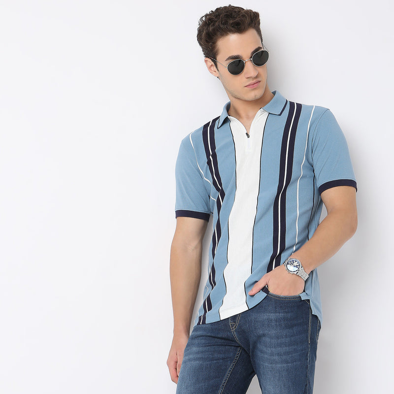 Regular Fit Striped Polo T-Shirt