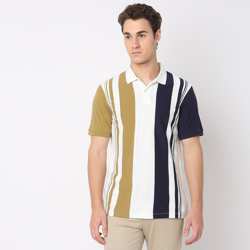 Regular Fit Striped Polo T-Shirt