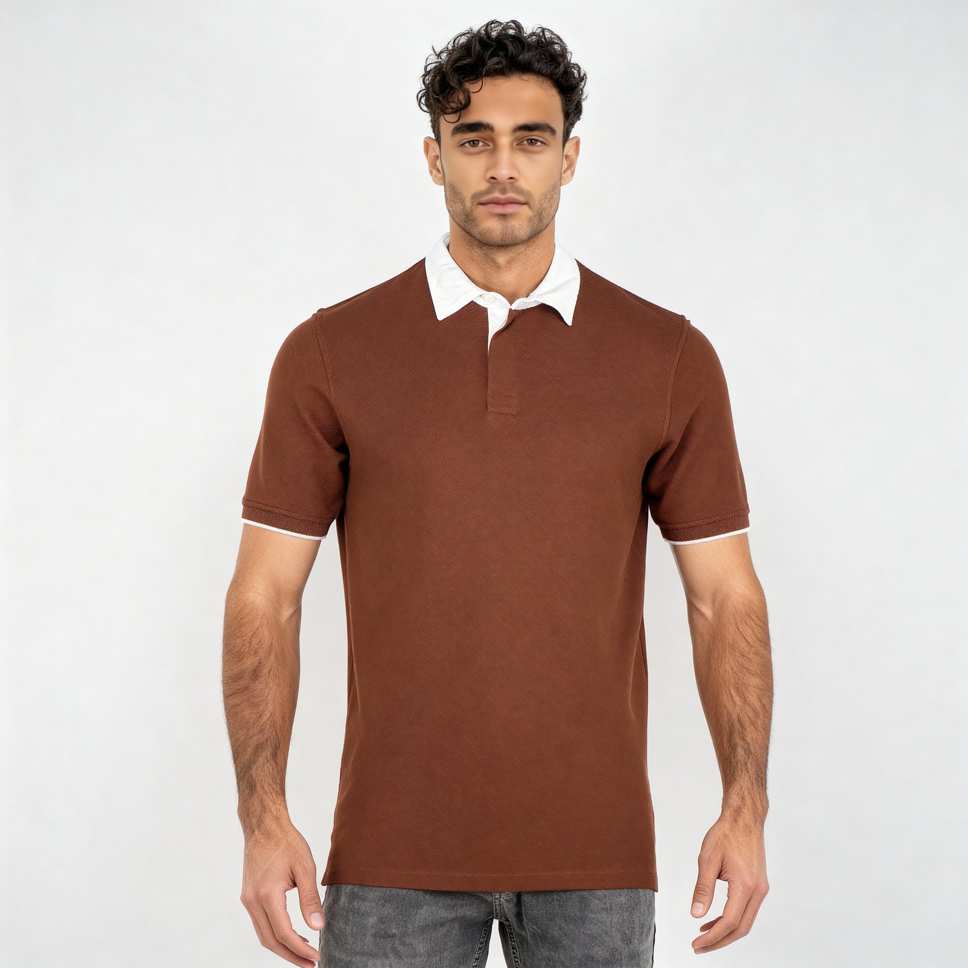 Knitted Structured Rugby Polo T-Shirt