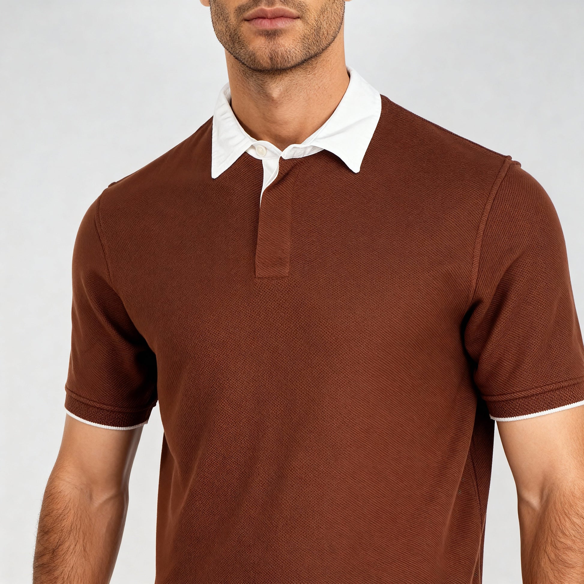 Knitted Structured Rugby Polo T-Shirt