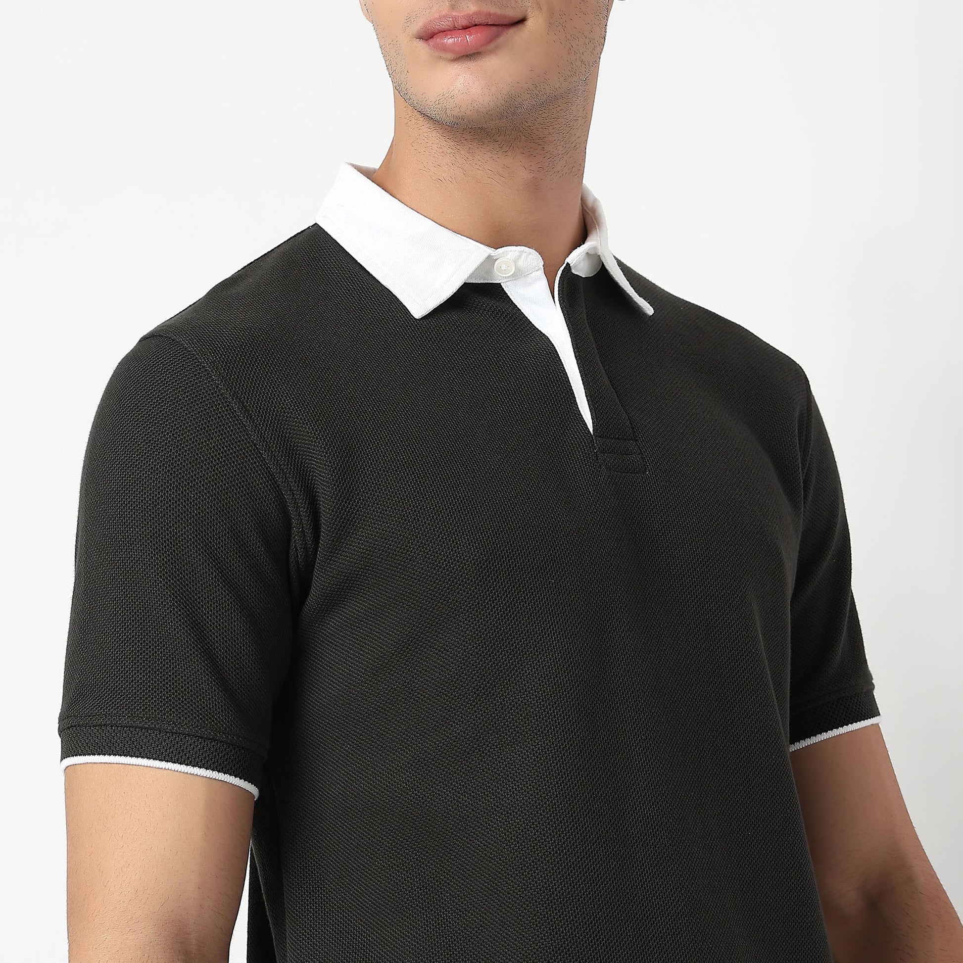 Knitted Structured Rugby Polo T-Shirt
