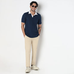 Knitted Structured Rugby Polo T-Shirt