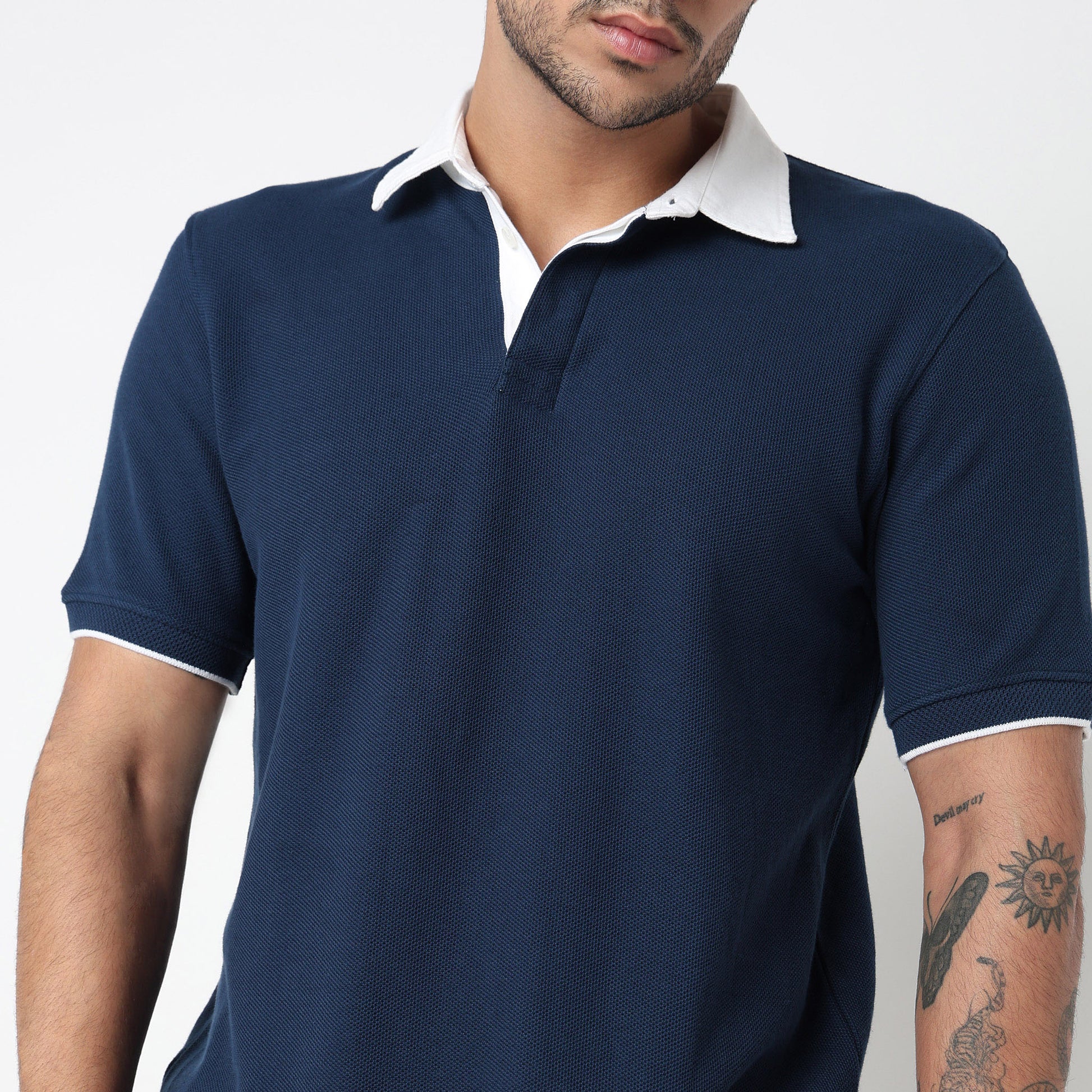 Knitted Structured Rugby Polo T-Shirt
