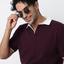 Knitted Structured Rugby Polo T-Shirt