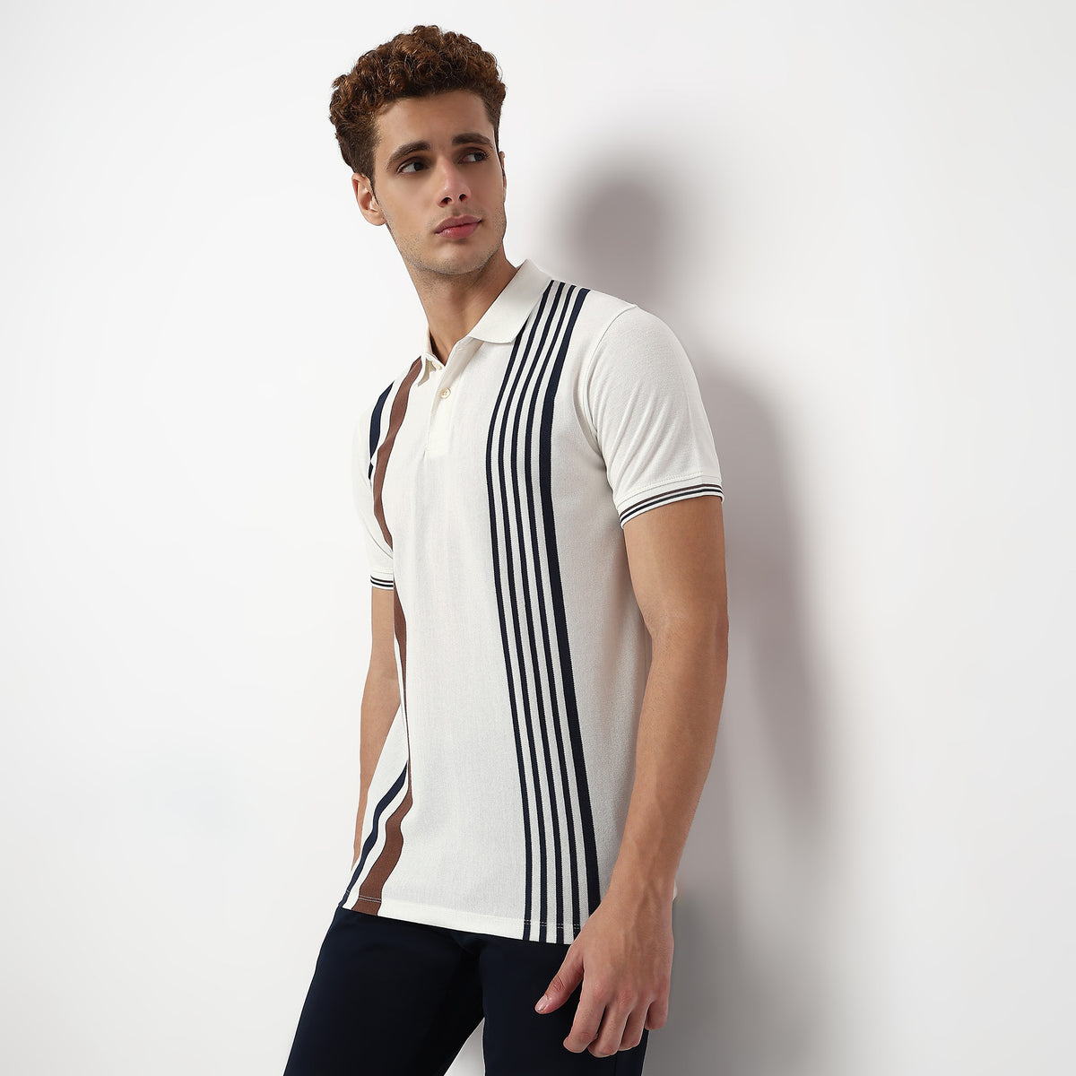 Knitted Striped University Polo T-Shirt