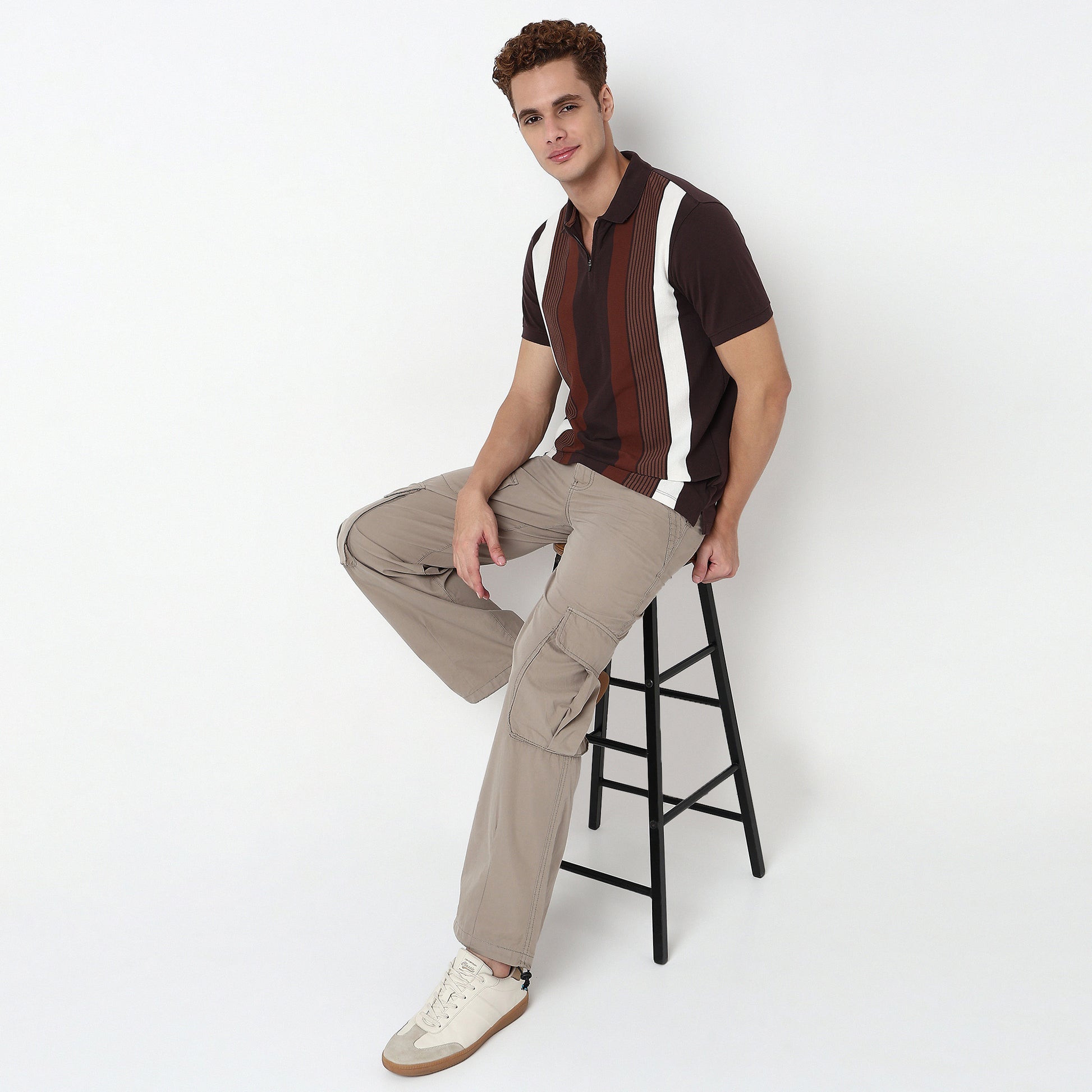 Knitted Striped University Polo T-Shirt