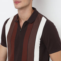 Knitted Striped University Polo T-Shirt