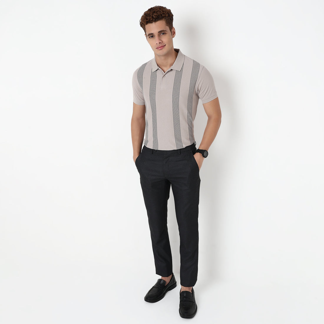 Knitted Striped University Polo T-Shirt