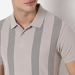 Knitted Striped University Polo T-Shirt