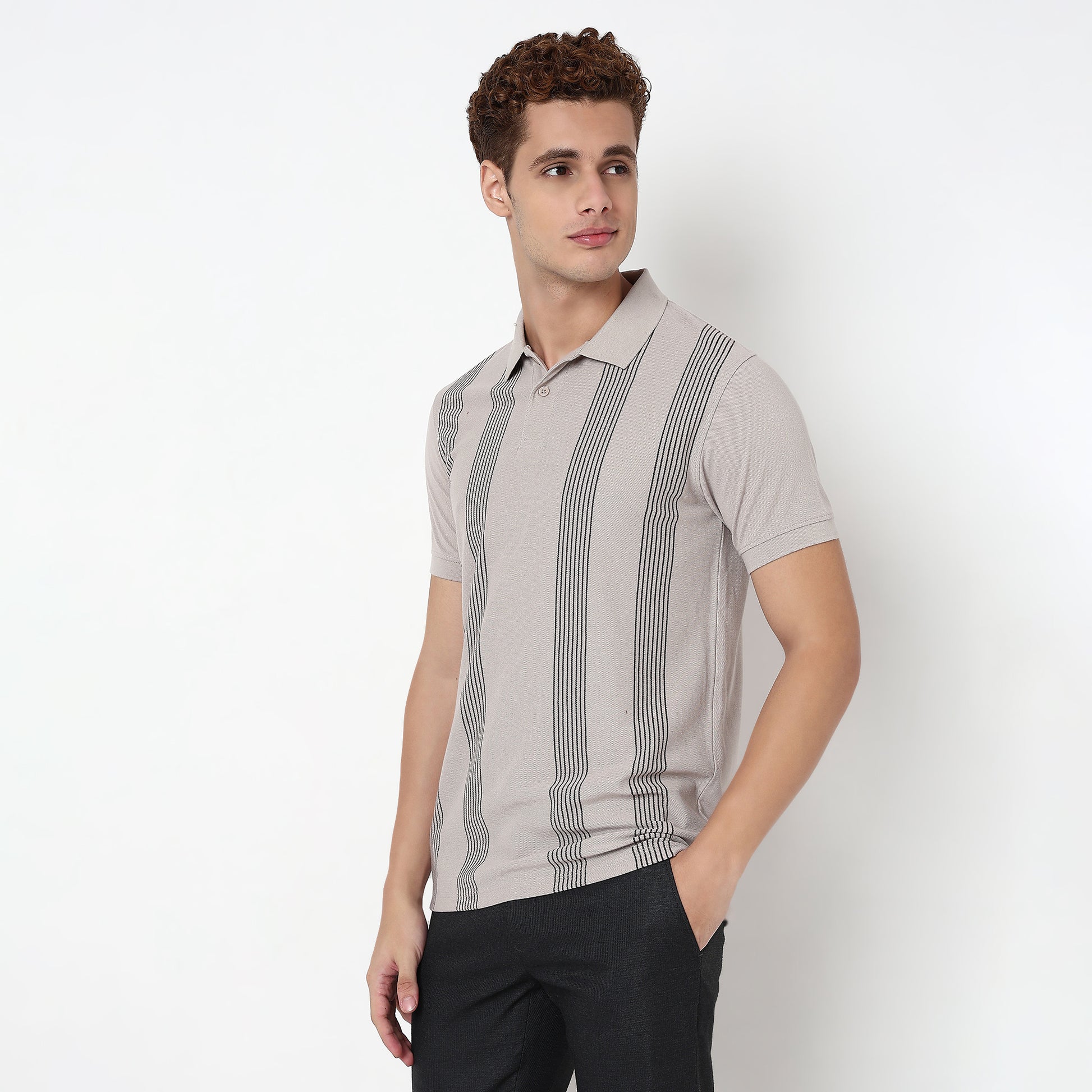 Knitted Striped University Polo T-Shirt