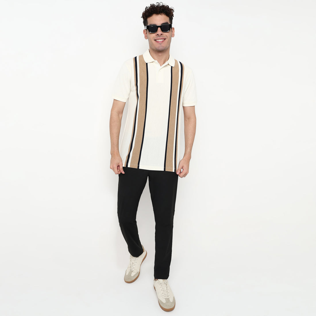 Striped Cotton Polyester Polo T-Shirt