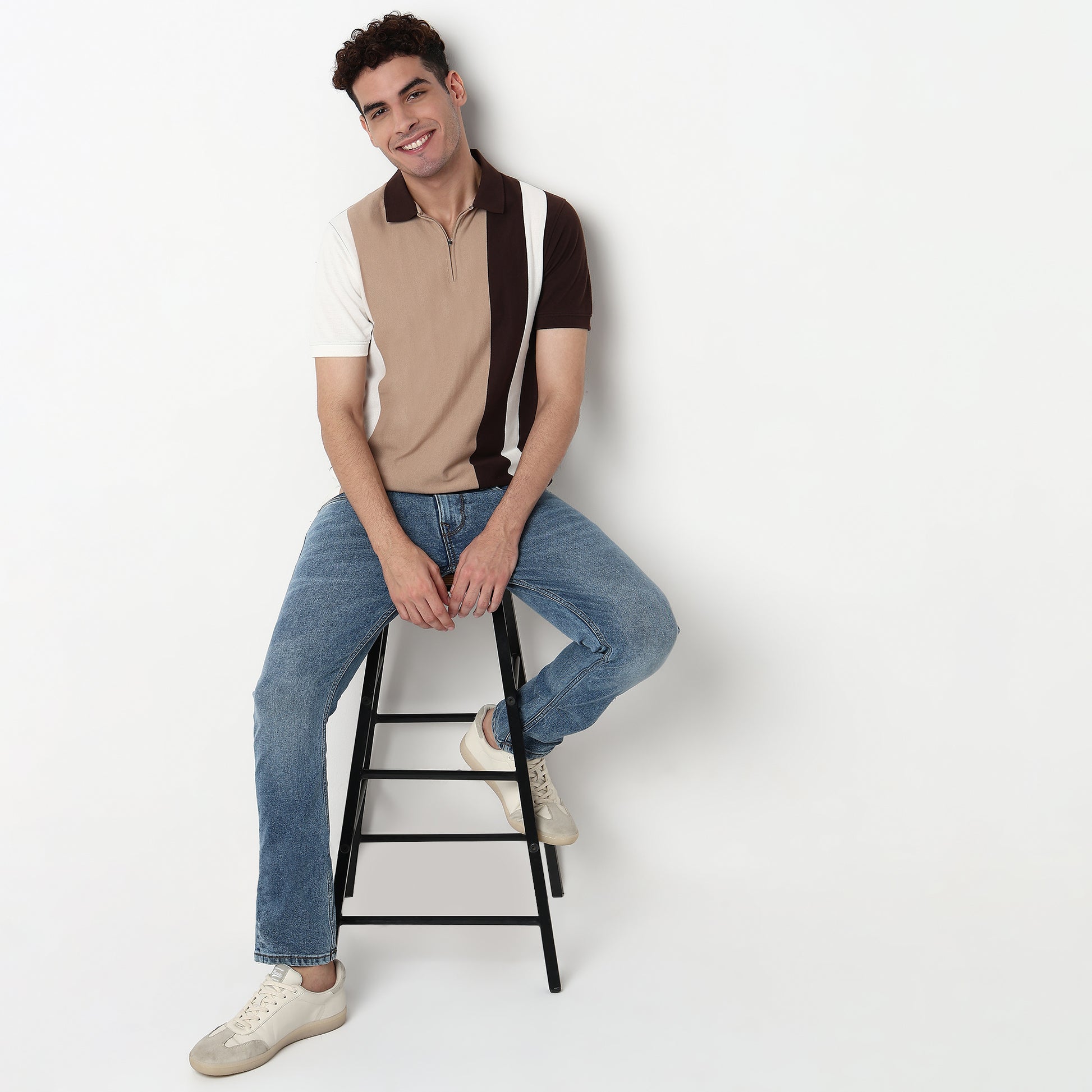 Striped Cotton Polyester Polo T-Shirt