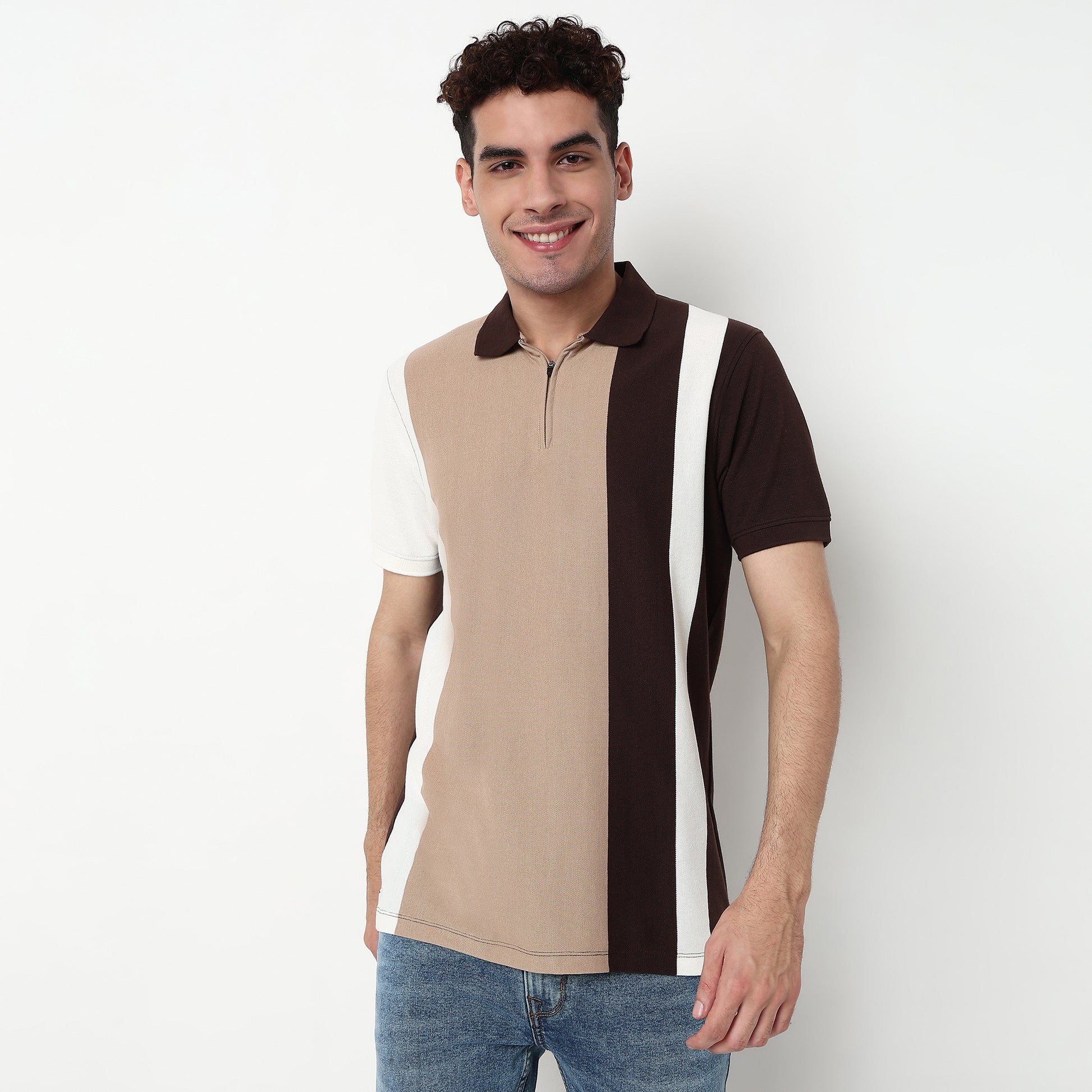 Striped Cotton Polyester Polo T-Shirt