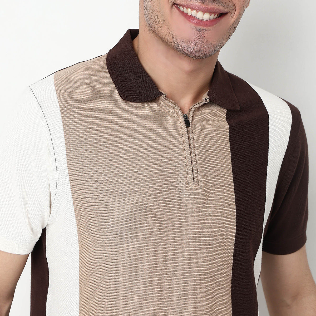 Striped Cotton Polyester Polo T-Shirt