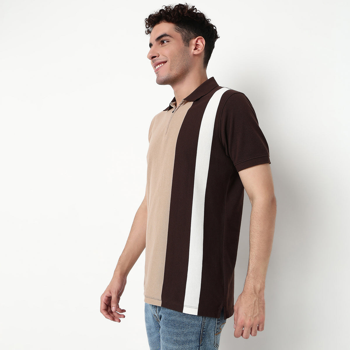 Striped Cotton Polyester Polo T-Shirt