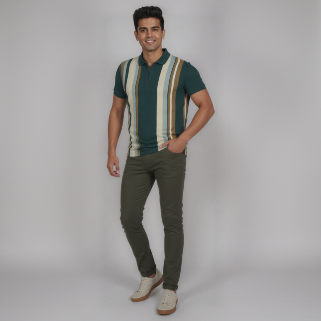 Striped University Polo T-Shirt