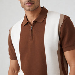 Knitted Striped University Polo T-Shirt