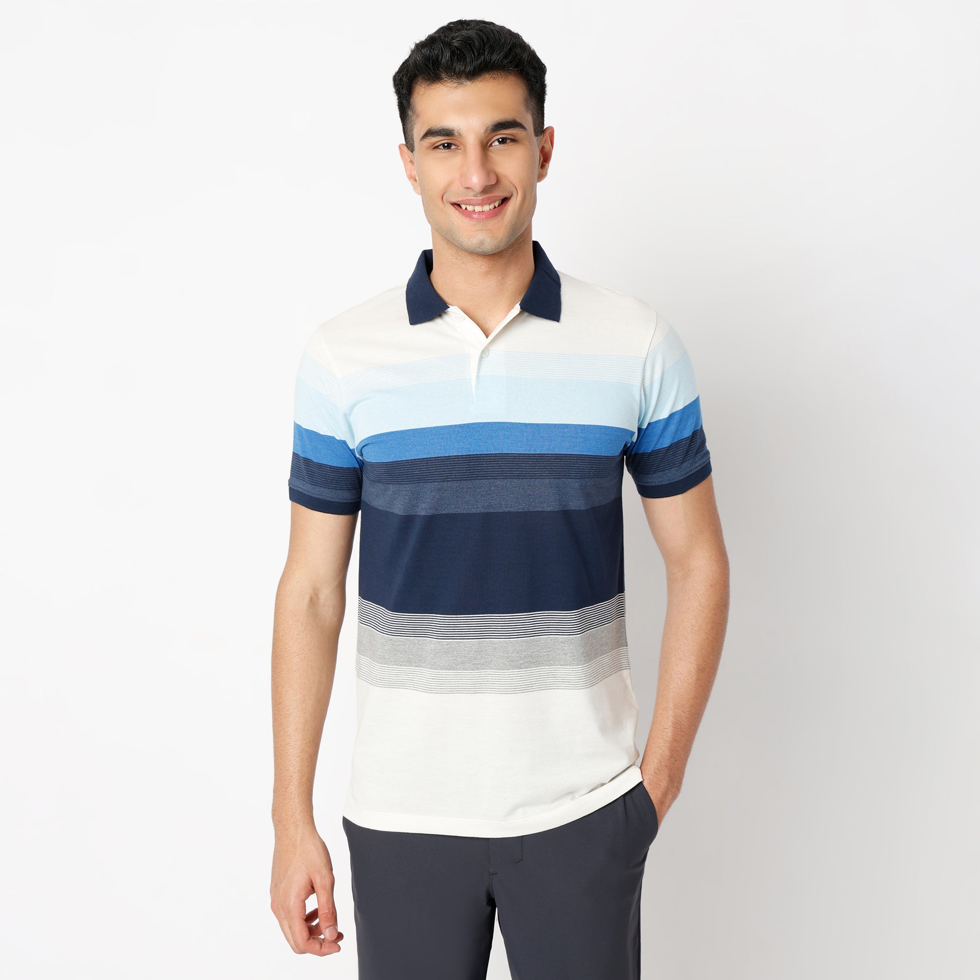 Regular Fit Striped Regular Length Polo T-Shirt