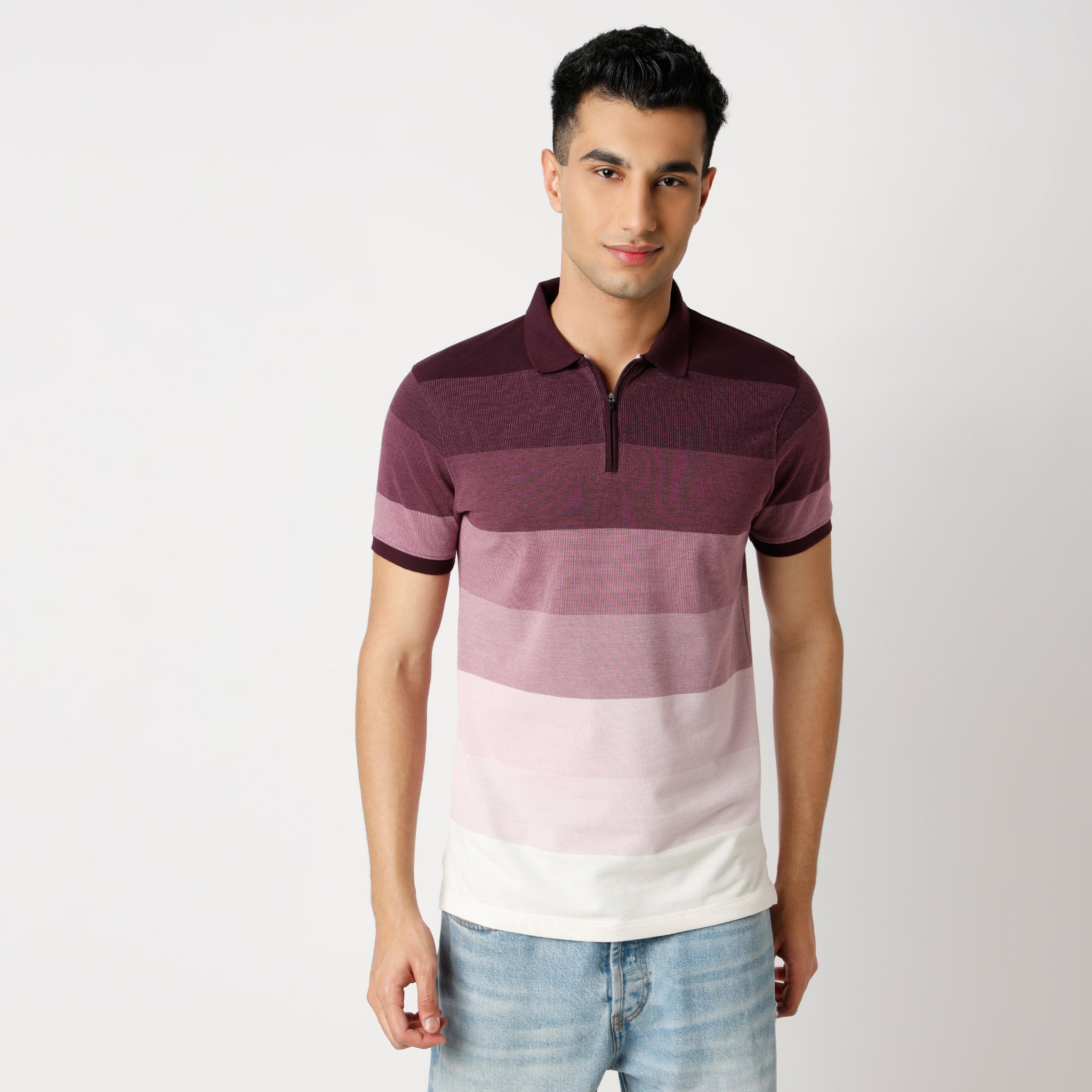 Regular Fit Striped Regular Length Polo T-Shirt