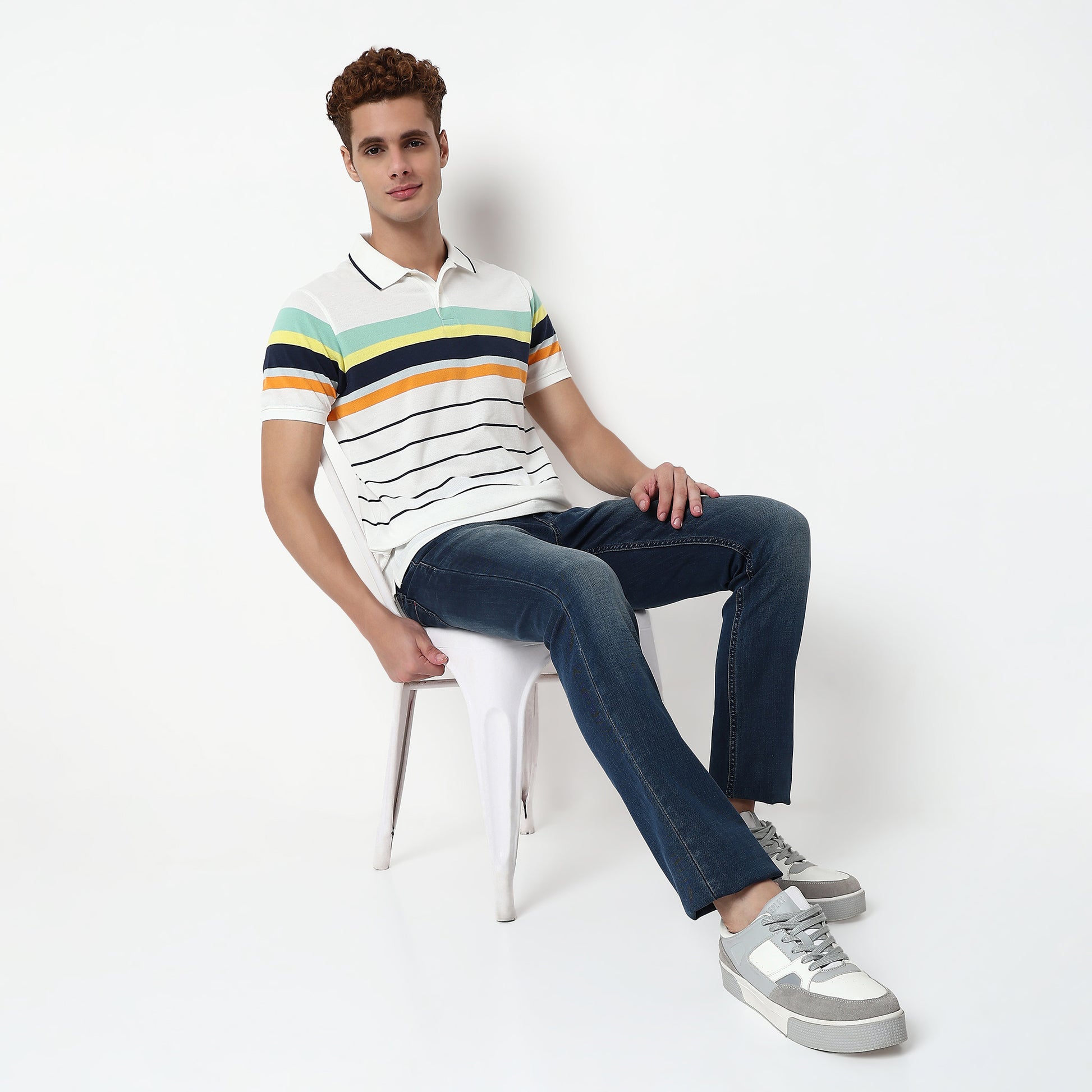Knitted Striped Madison Polo T-Shirt