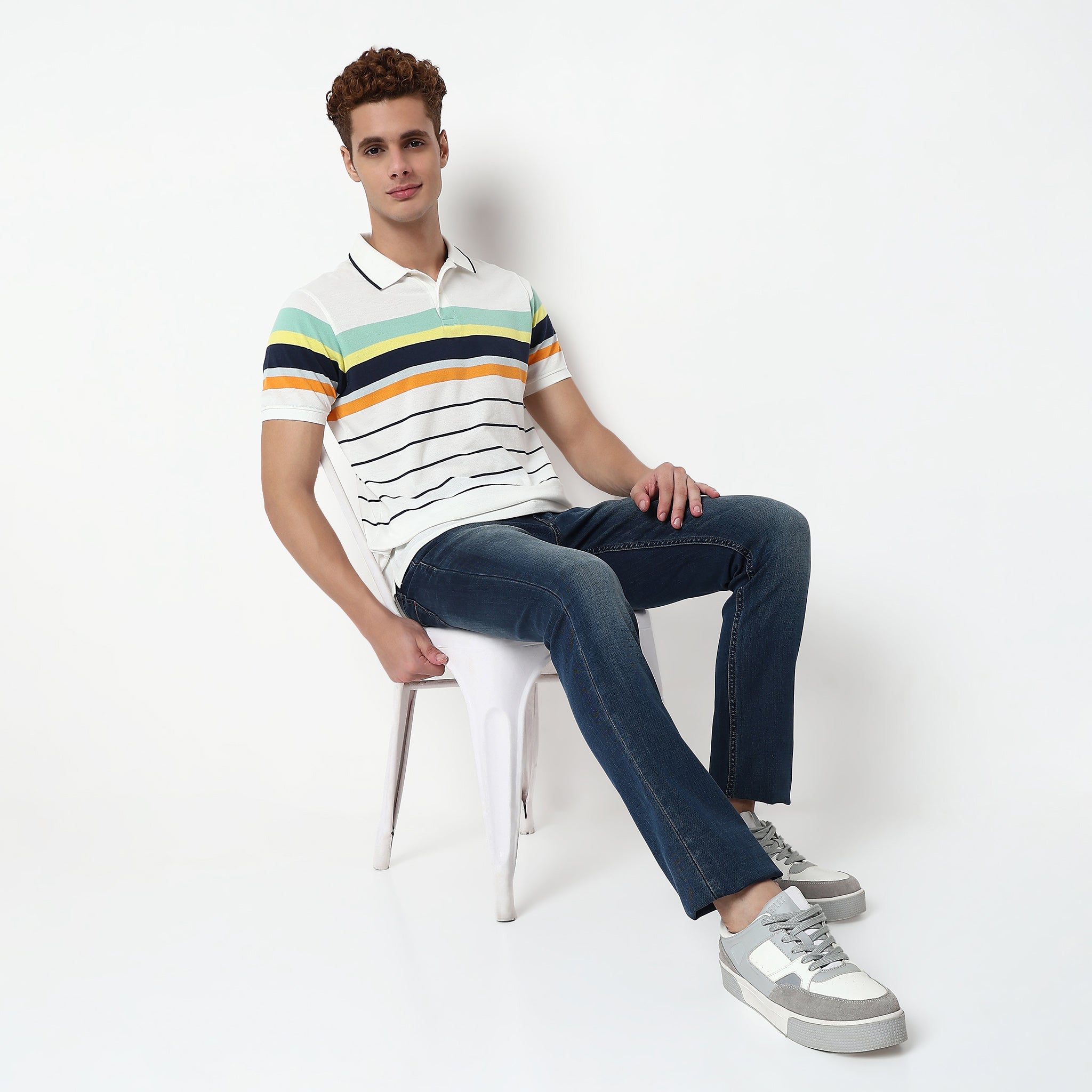 Knitted Striped Madison Polo T-Shirt