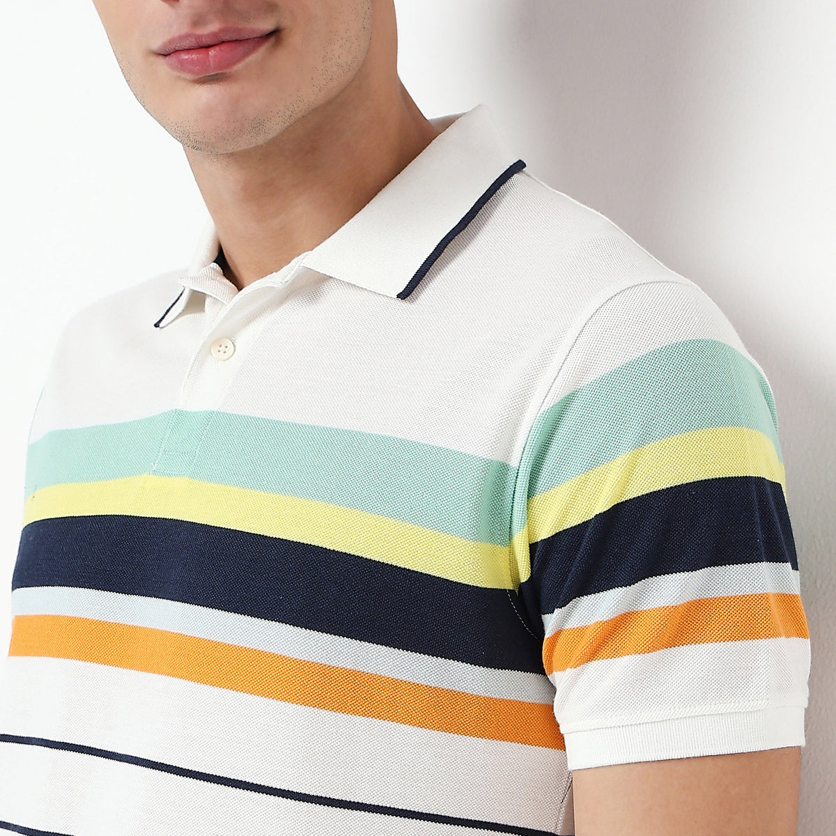 Knitted Striped Madison Polo T-Shirt
