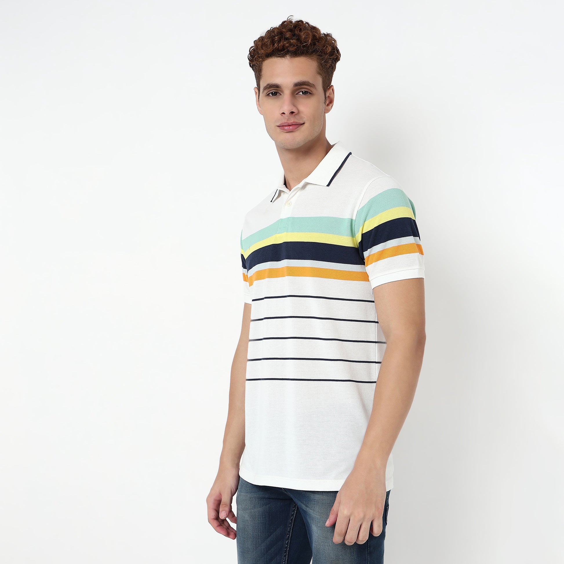 Knitted Striped Madison Polo T-Shirt