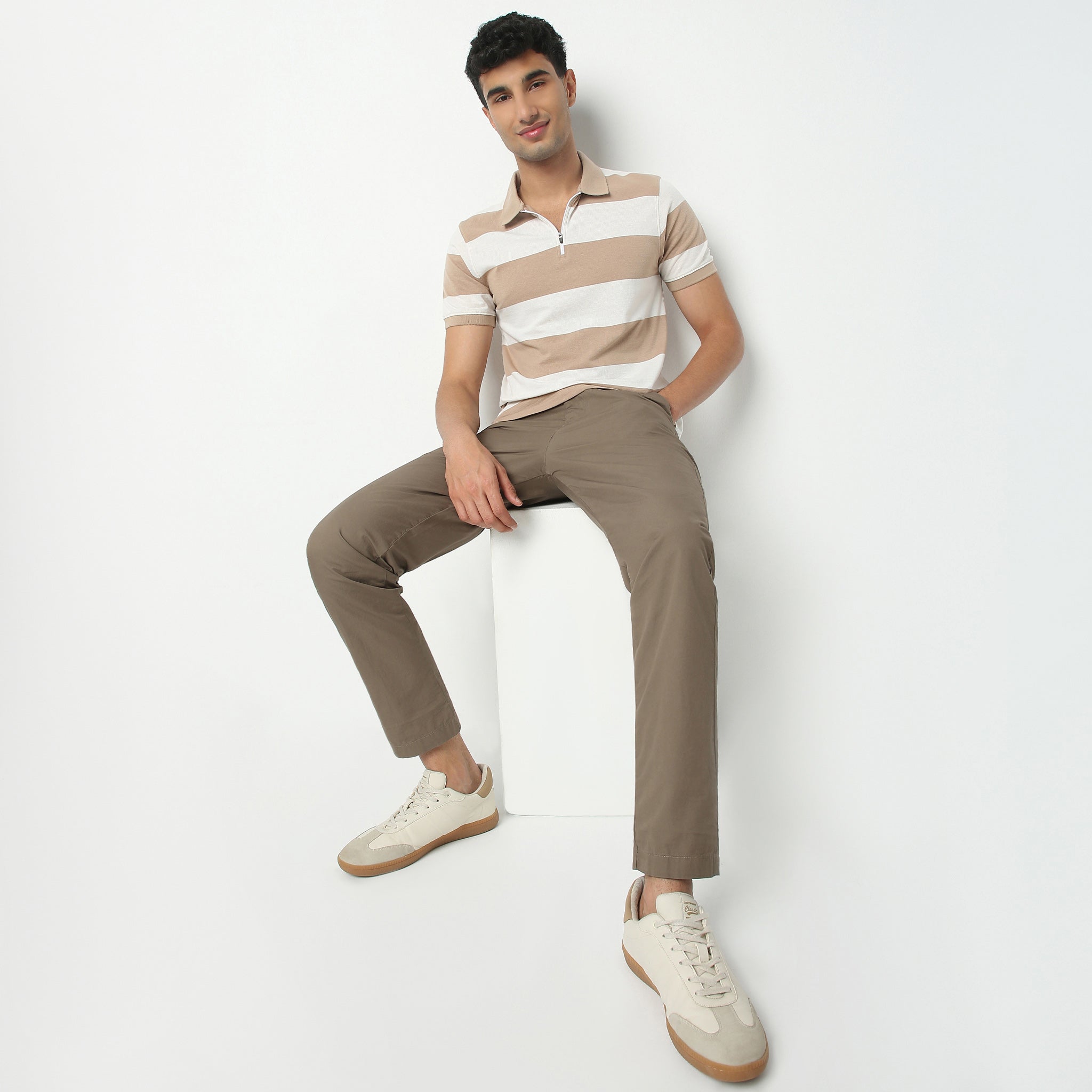 Regular Fit Striped Polo Neck Polo T-Shirt