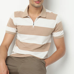 Regular Fit Striped Polo Neck Polo T-Shirt