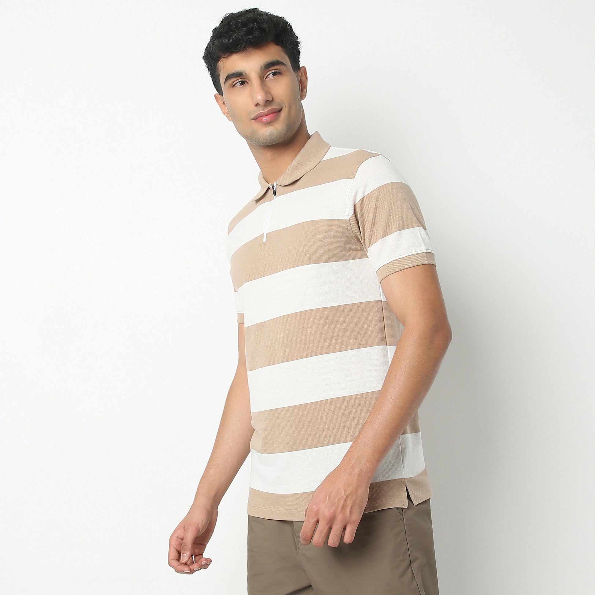 Regular Fit Striped Polo Neck Polo T-Shirt
