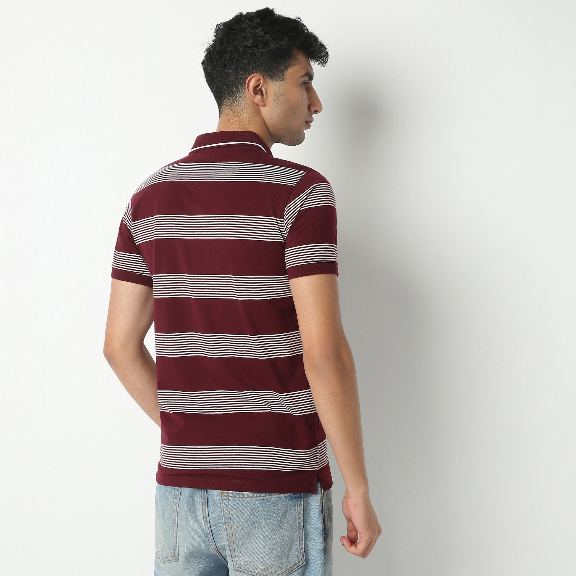 Regular Fit Striped Polo Neck Polo T-Shirt