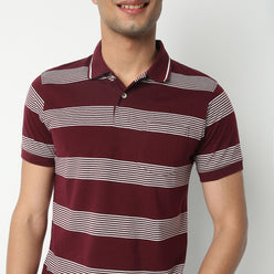 Regular Fit Striped Polo Neck Polo T-Shirt