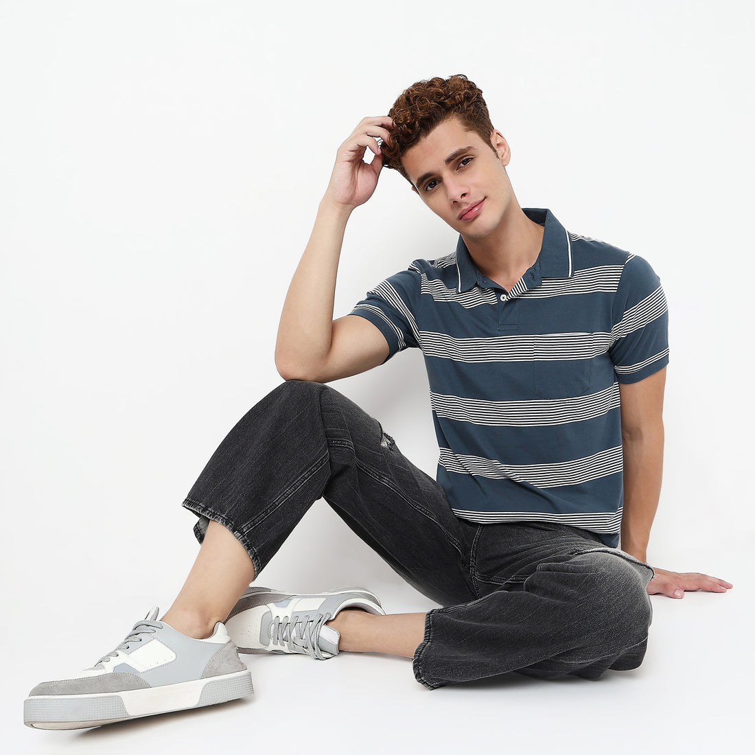 Knitted Striped Madison Polo T-Shirt