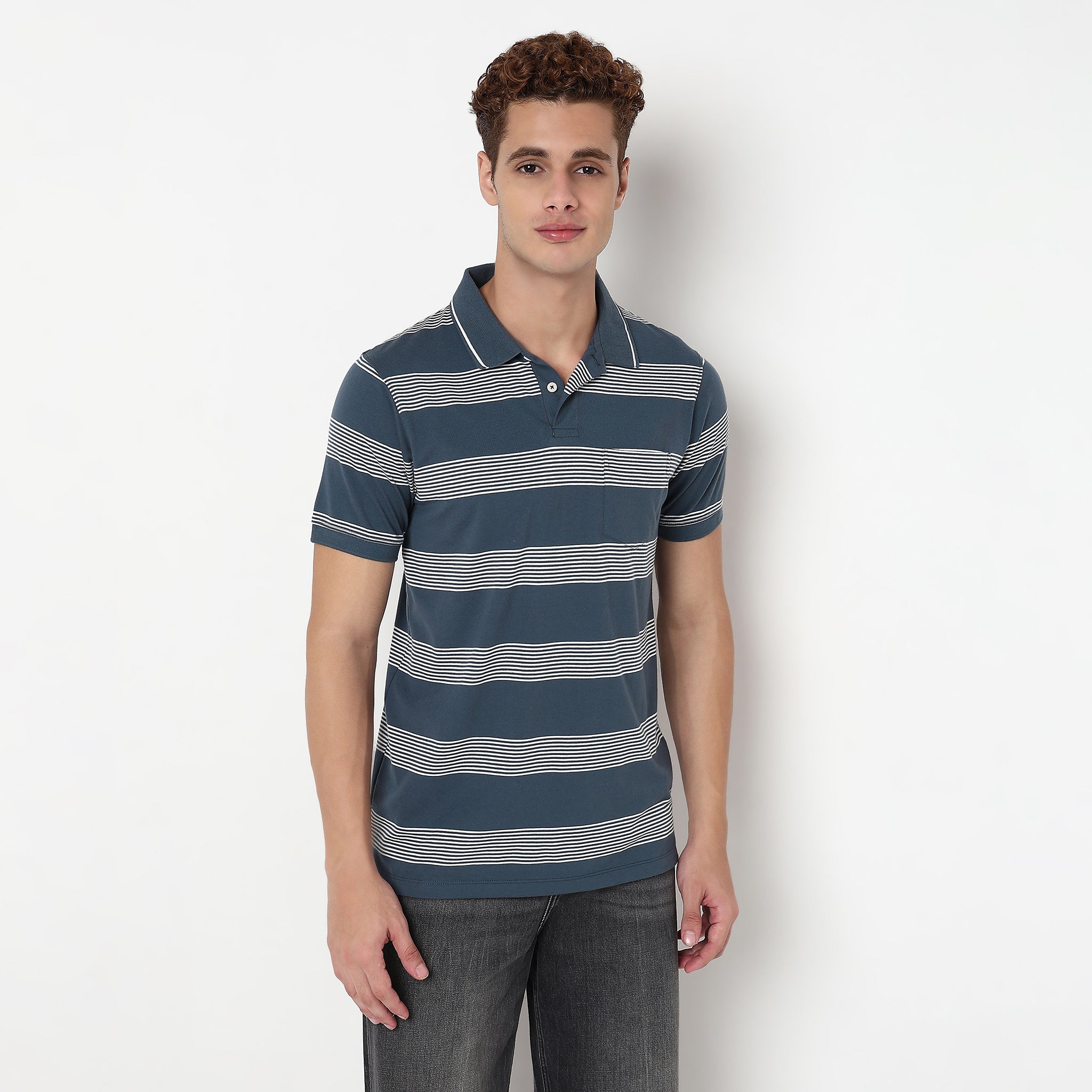 Knitted Striped Madison Polo T-Shirt