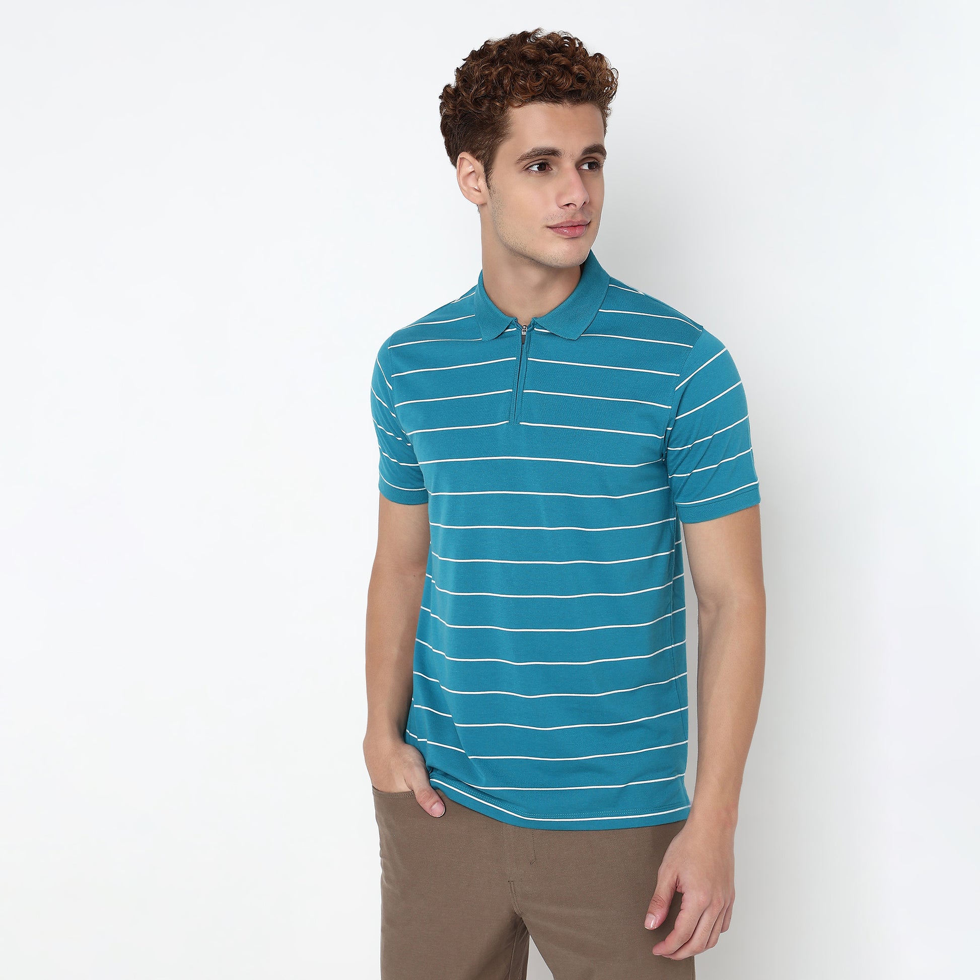 Knitted Striped Weekend Polo T-Shirt