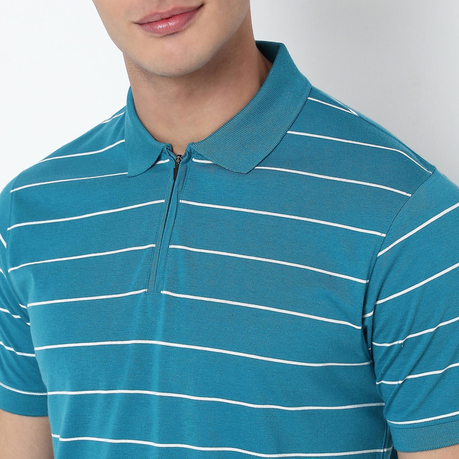 Knitted Striped Weekend Polo T-Shirt