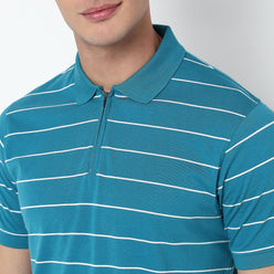 Knitted Striped Weekend Polo T-Shirt
