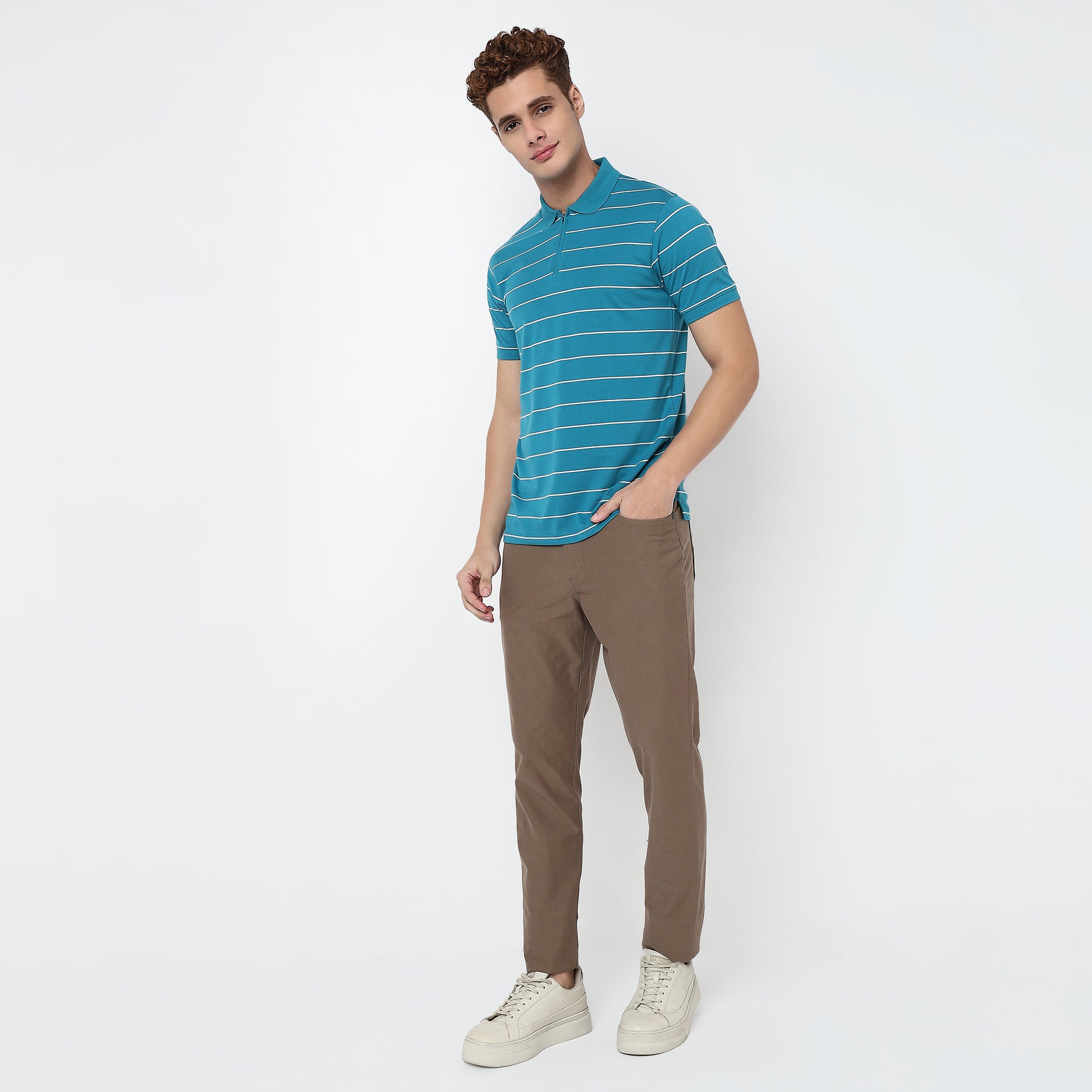 Knitted Striped Weekend Polo T-Shirt