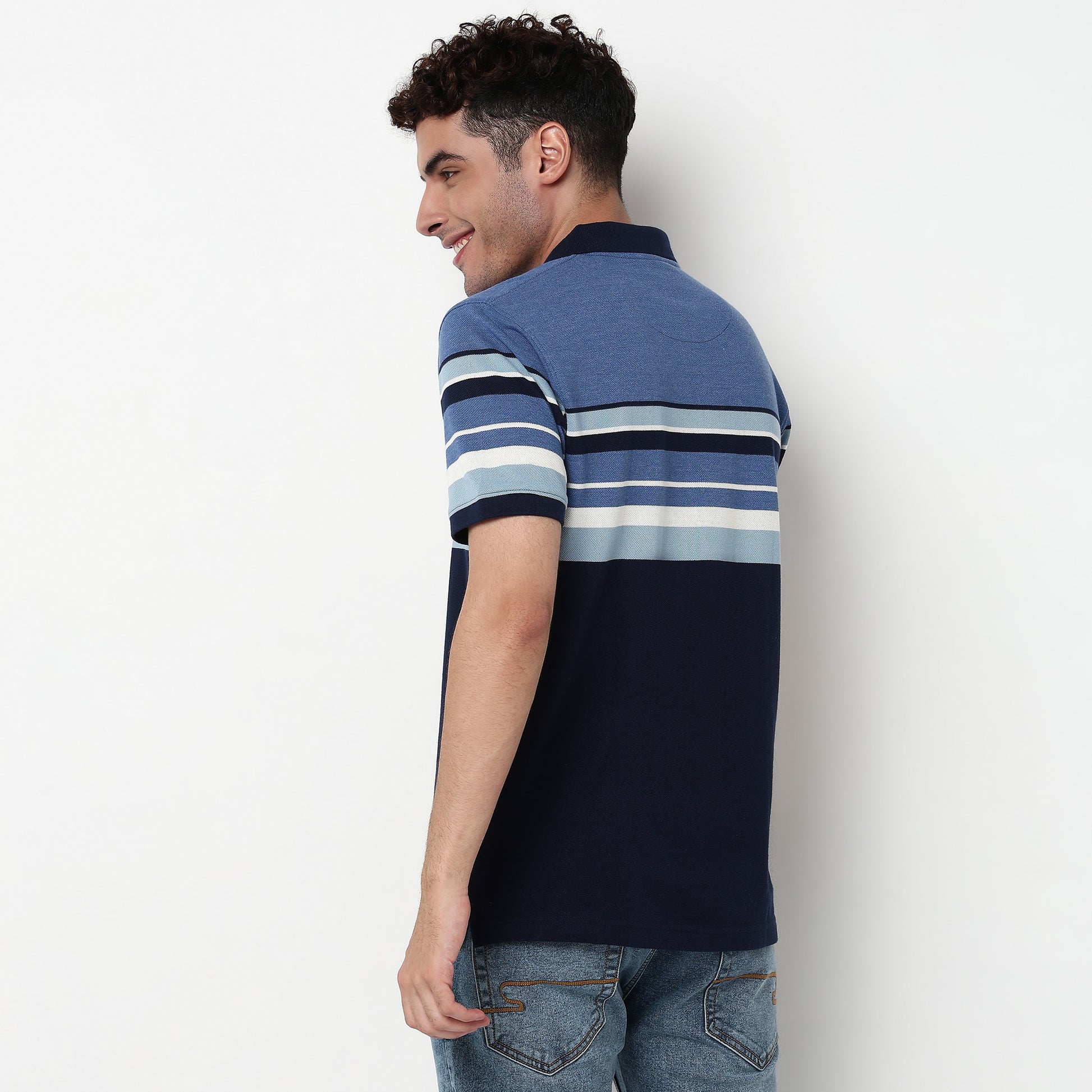 Striped Cotton Polyester Polo T-Shirt