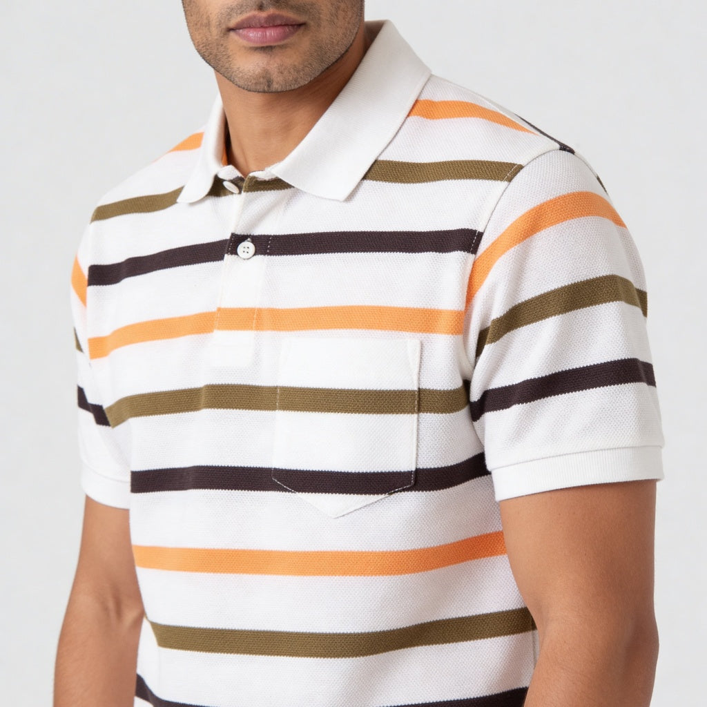 Knitted Striped Weekend Polo T-Shirt