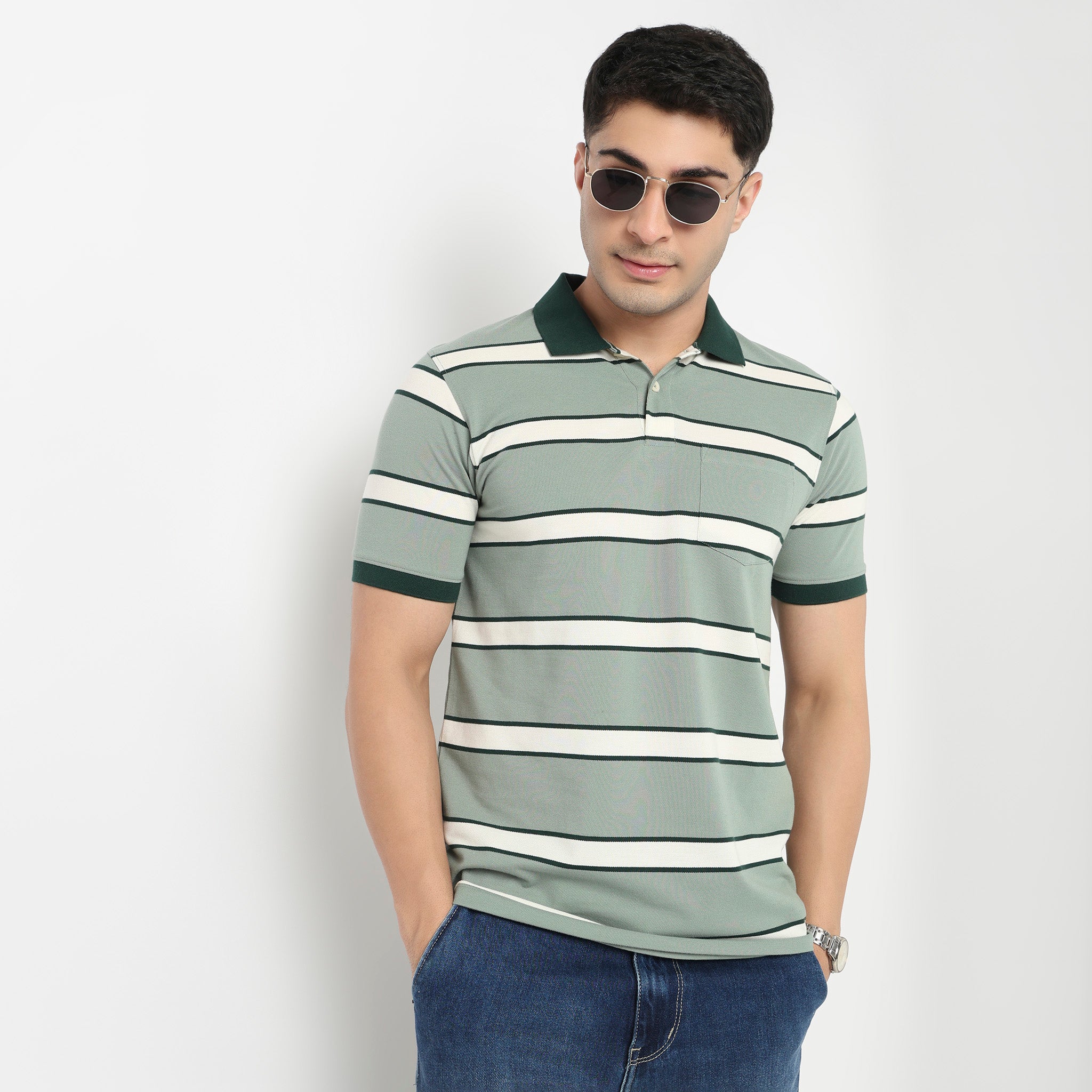 Striped Weekend Polo T-Shirt