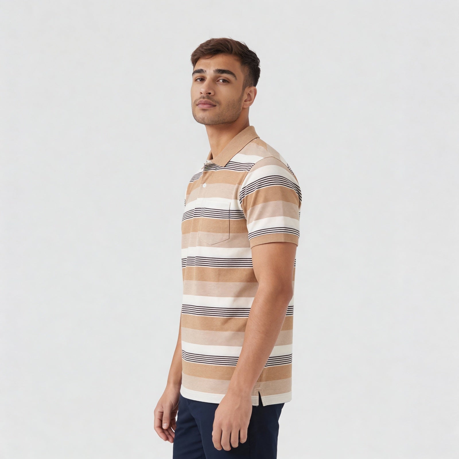 Cotton Polyester Striped Half Sleeve T-Shirt