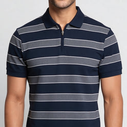 Knitted Striped Weekend Polo T-Shirt
