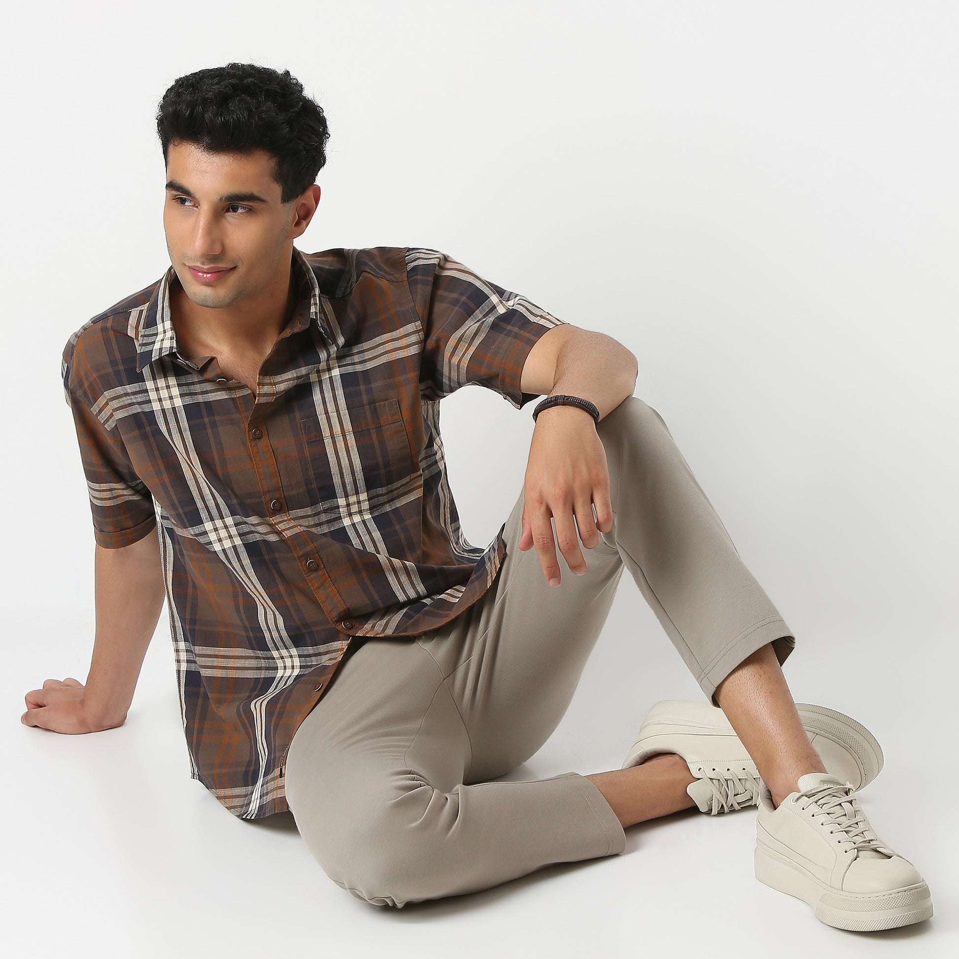 Country Slub Checkered Half Sleeve Shirt