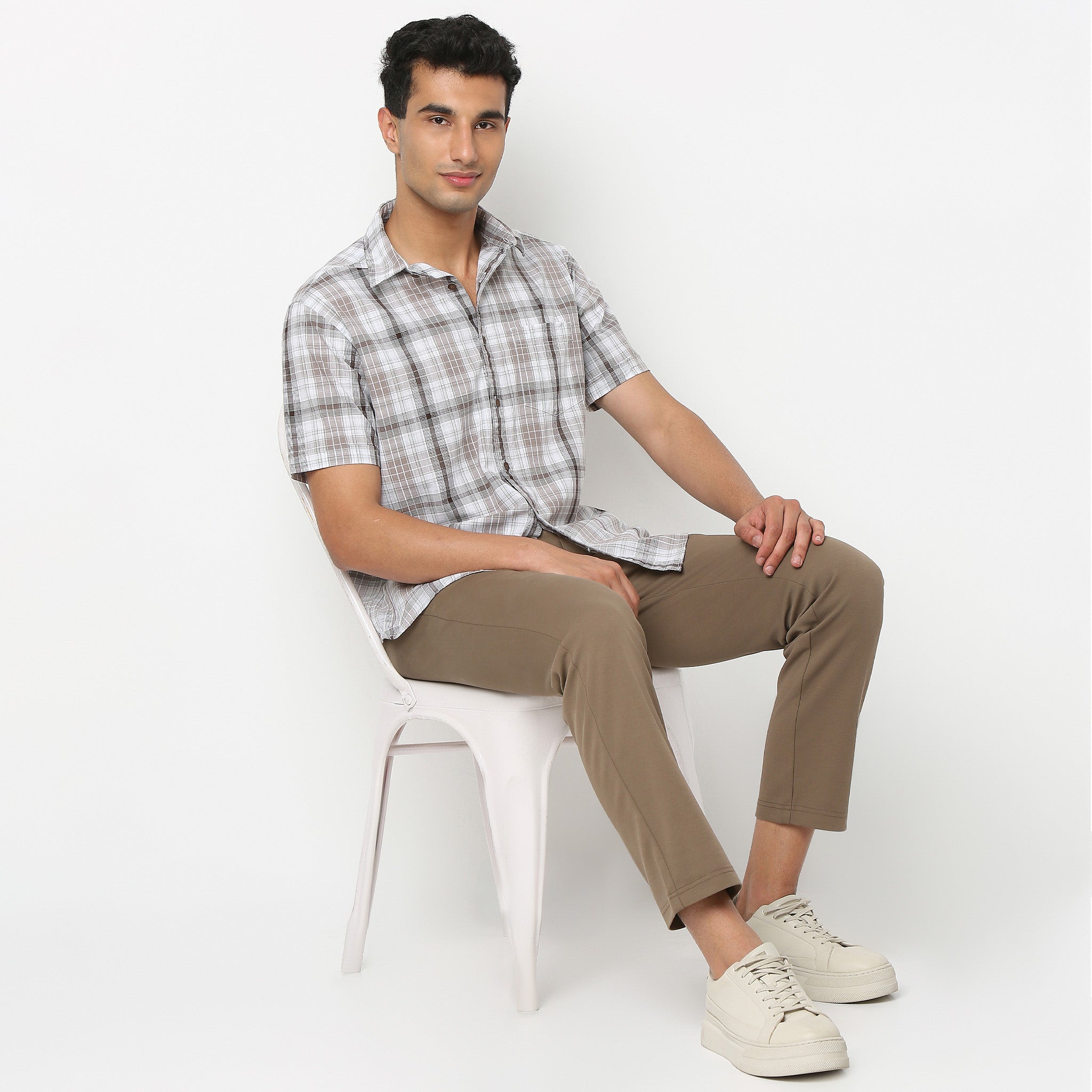 Country Slub Checkered Half Sleeve Shirt