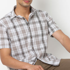 Country Slub Checkered Half Sleeve Shirt