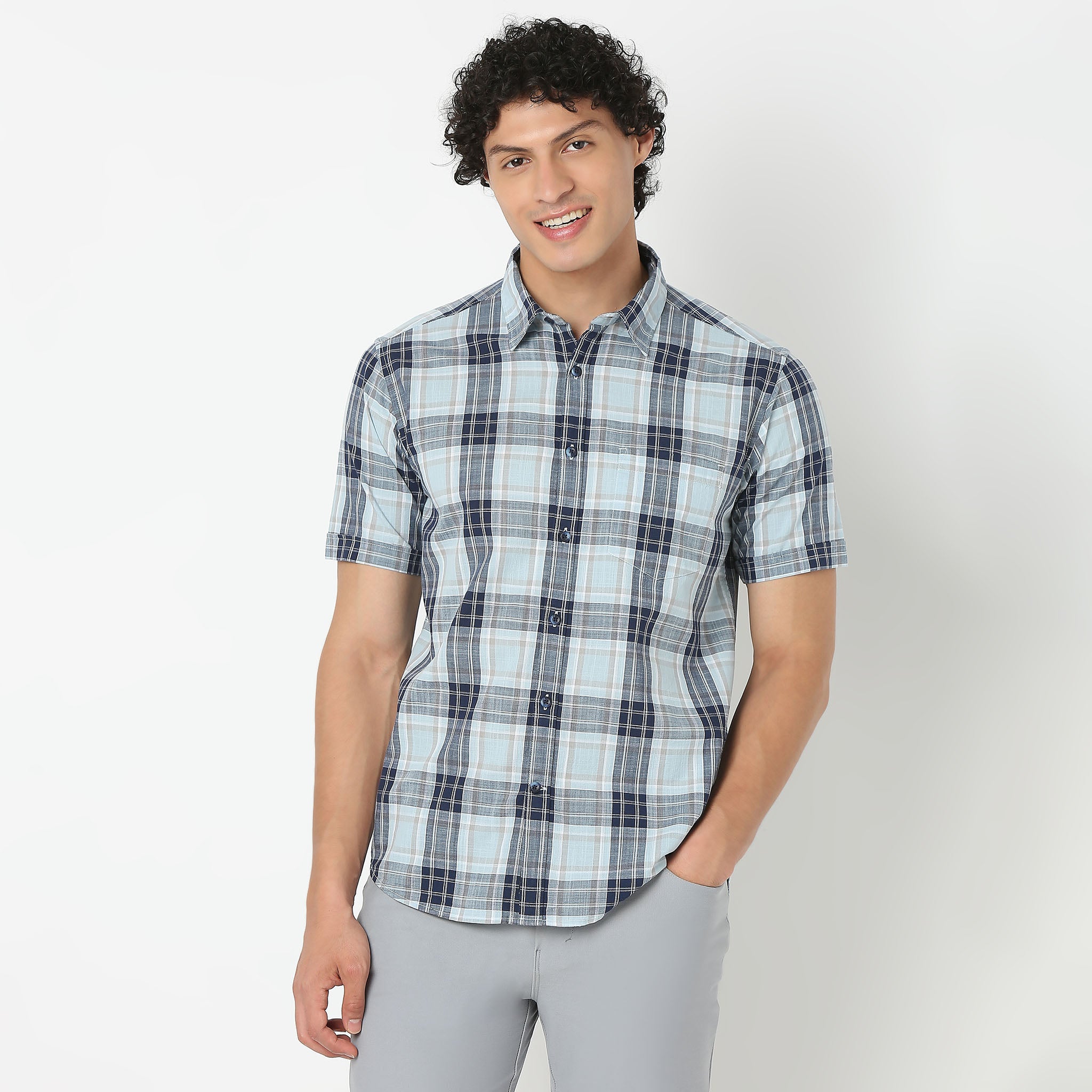 Collar Checkered Shirt