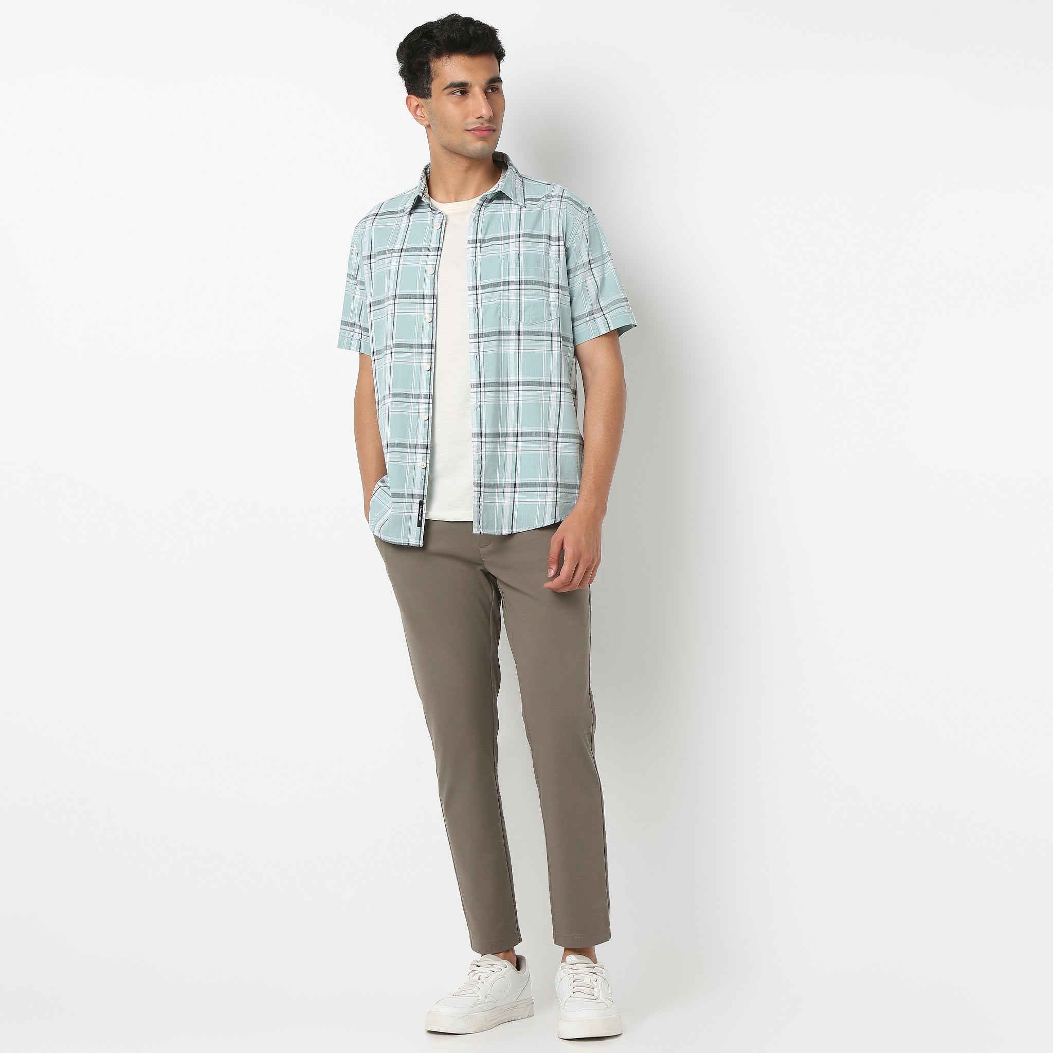 Country Slub Checkered Half Sleeve Shirt